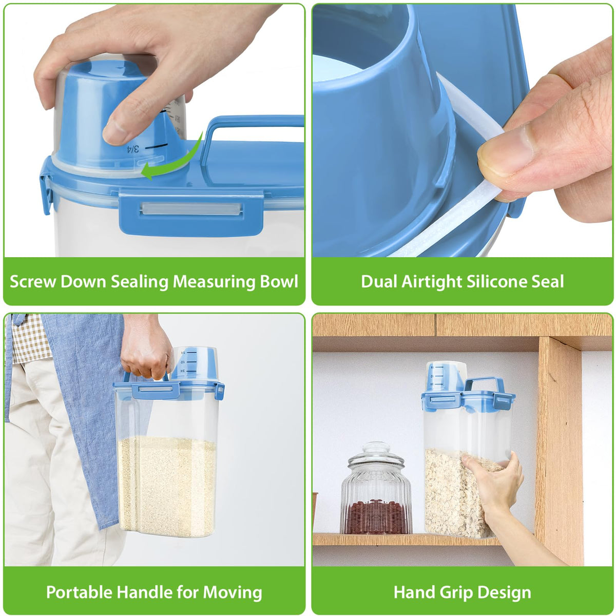 Viretec container with four buckles seals tightly for freshness.