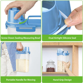 Viretec container with four buckles seals tightly for freshness.