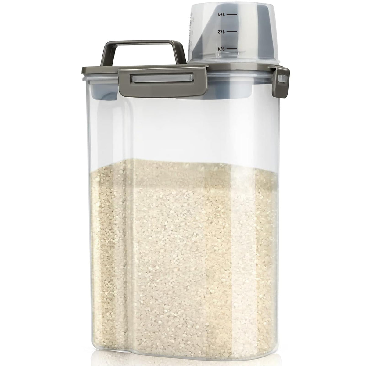 Viretec rice airtight container front view shows clear body for easy contents identification
