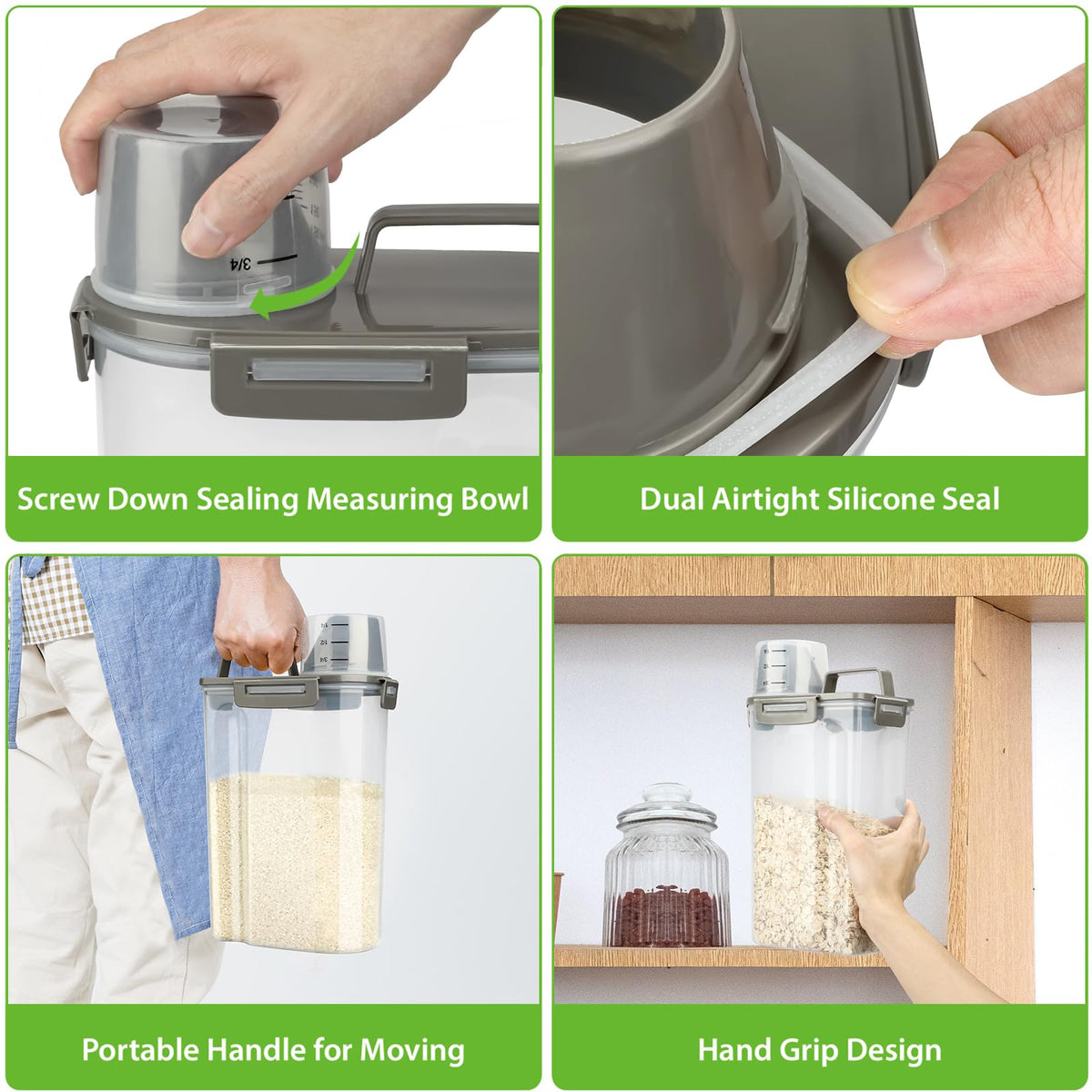 Viretec container lid close-up highlights durable four-buckle seal for freshness