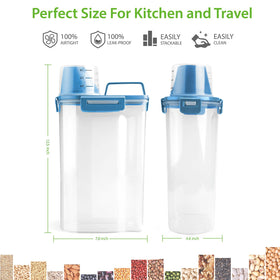 Viretec container shows measuring cup enabling quick portioning.
