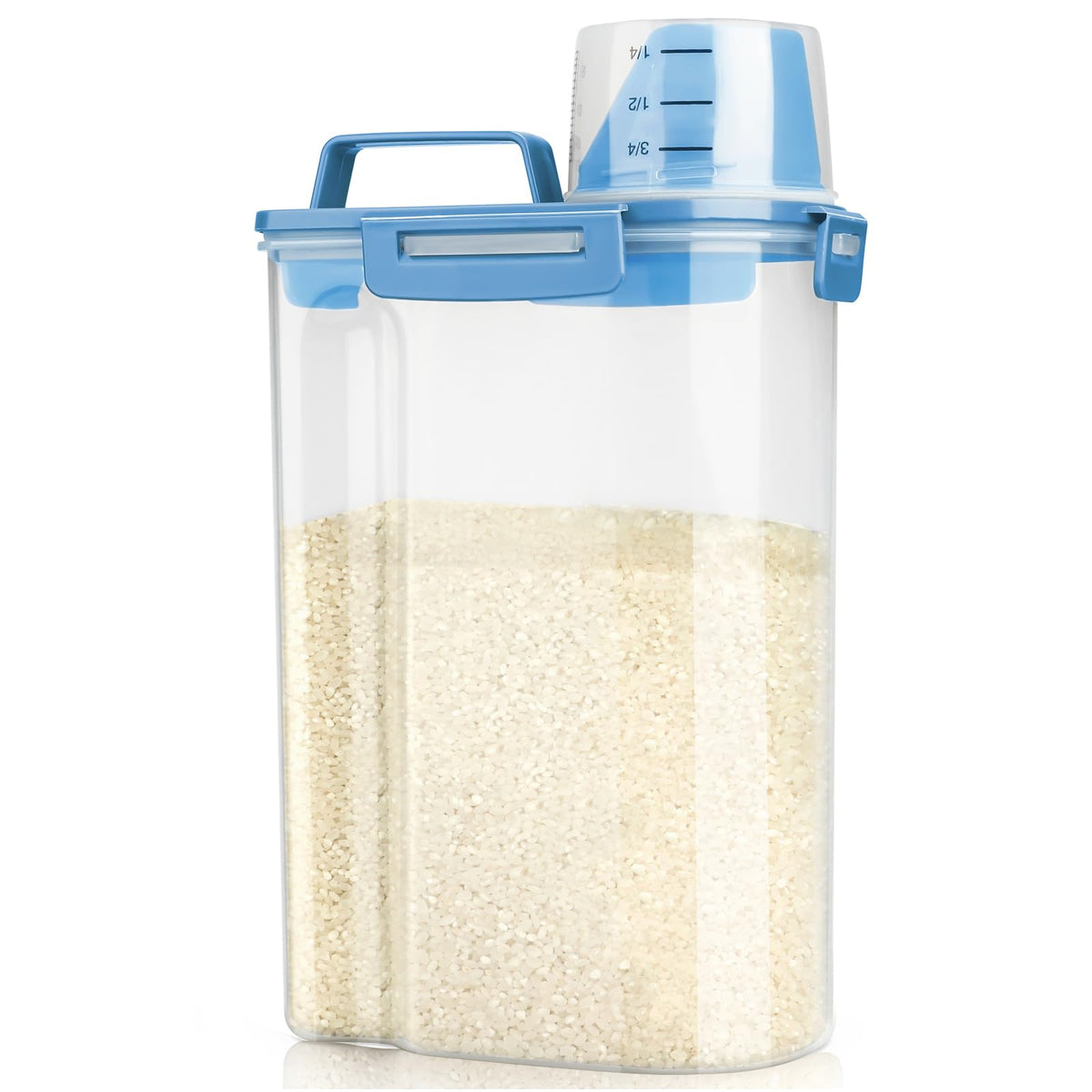 Viretec rice airtight container with pour spout for precise filling.