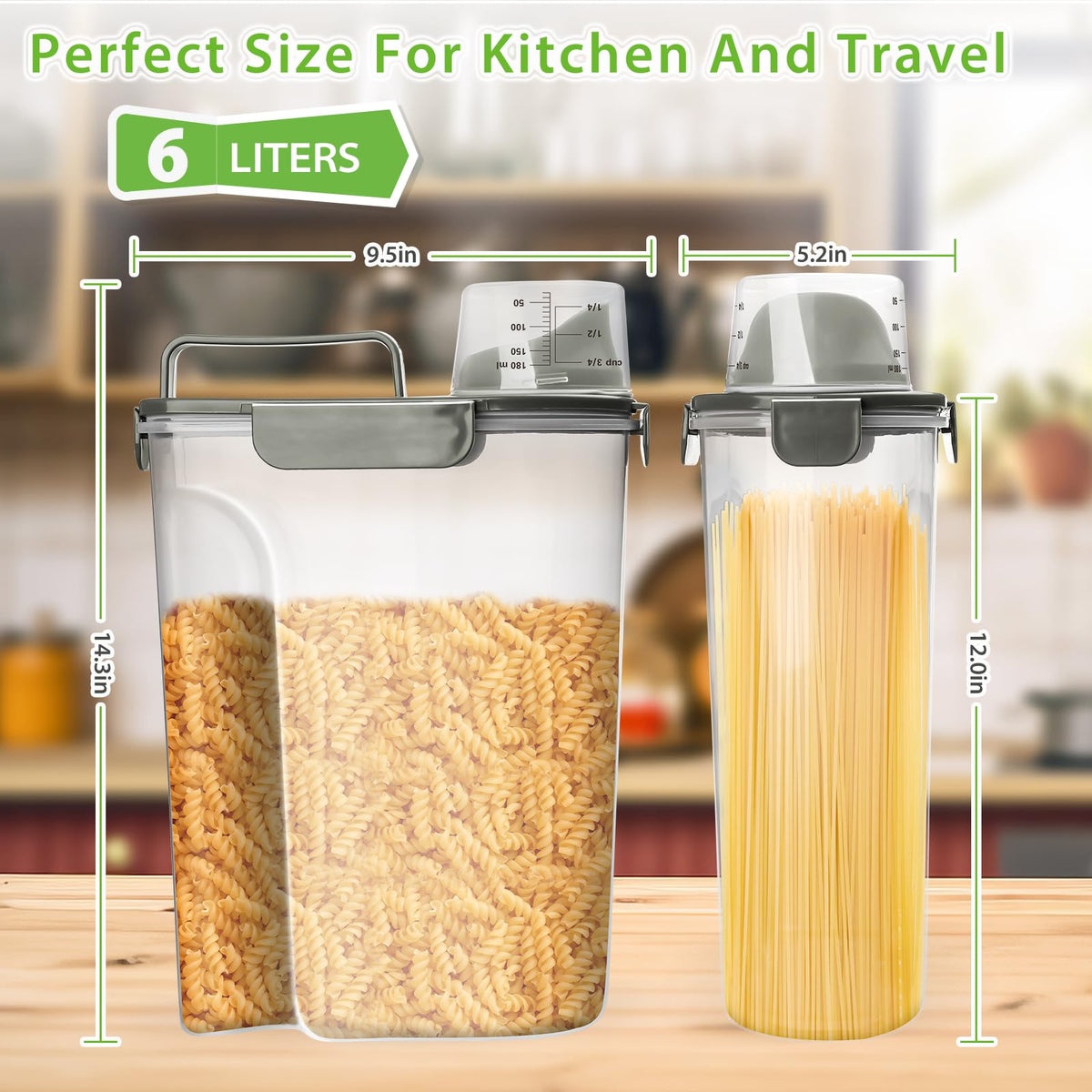 Viretec rice dispenser pouring spout in action demonstrates smooth one-handed operation.