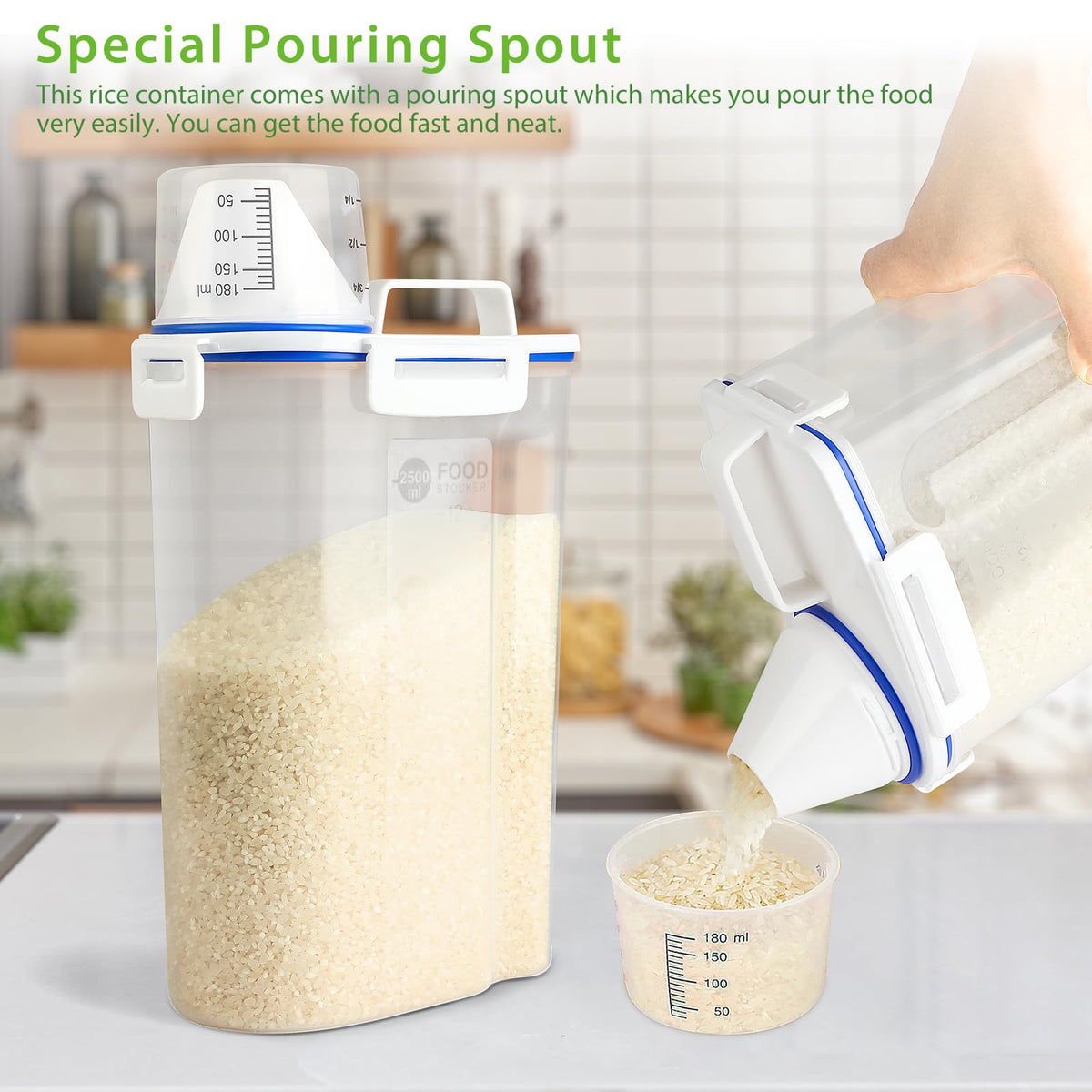 Viretec container with four buckles airtight seal keeps food fresh.