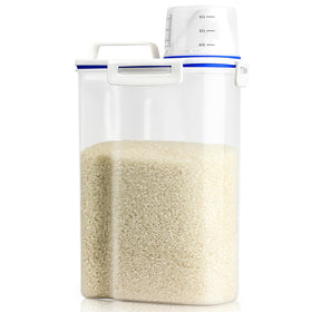 Viretec rice storage container with pour spout for easy dispensing.