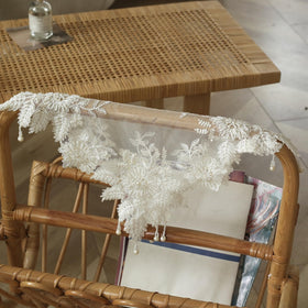 VIRFONOR beige lace doilies enhance dining table ornamentation