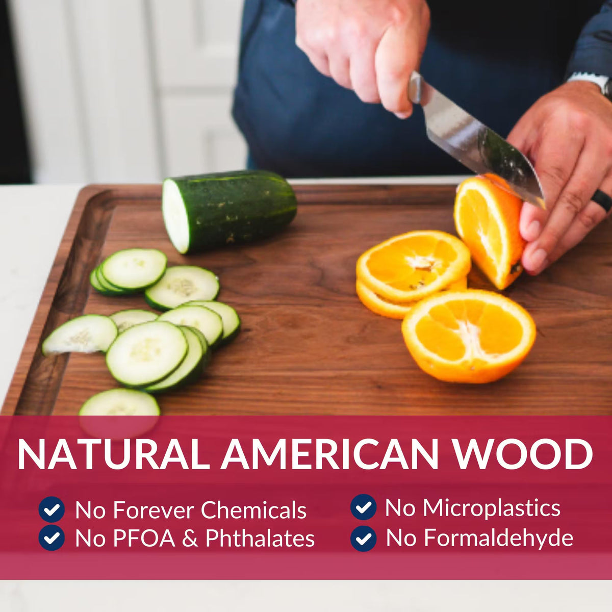 Virginia Boys Kitchens juice well cutting board containing liquids during carving