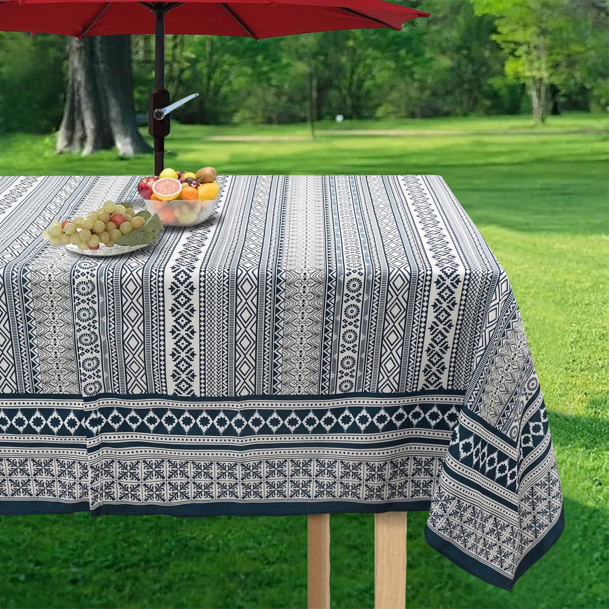 Virtumob patio table cover on a sunny terrace highlights effortless style