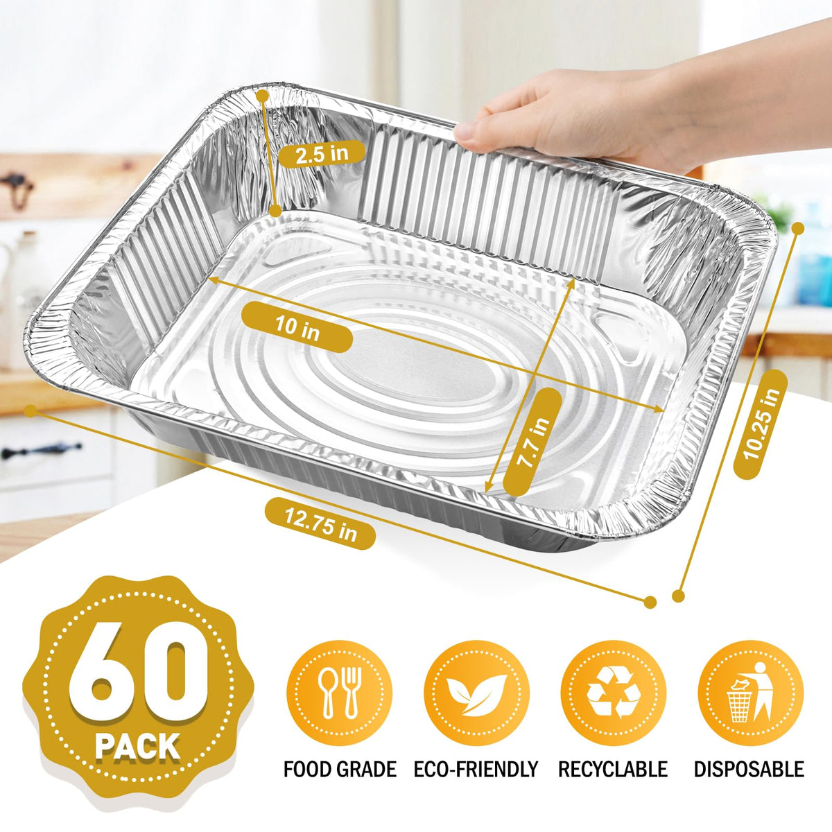 VISCOO disposable bake pans rectangular 9x13, convenient cleanup after family dinners.