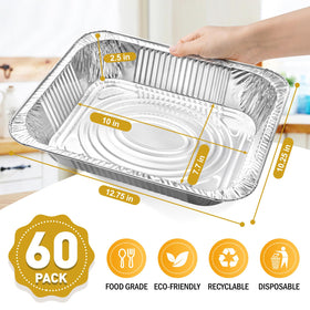 VISCOO disposable bake pans rectangular 9x13, convenient cleanup after family dinners.