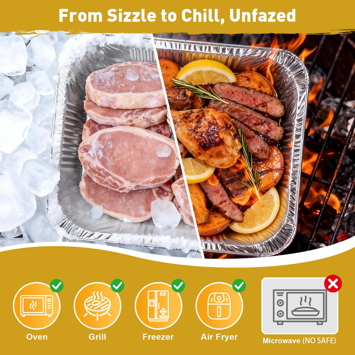 VISCOO food-grade aluminum pans, safe direct-contact containers for versatile cooking.
