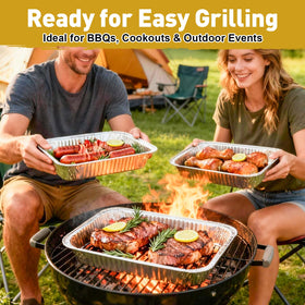VISCOO heavy-duty aluminum trays for 9x13 meals, resisting bending for oven-to-table use.