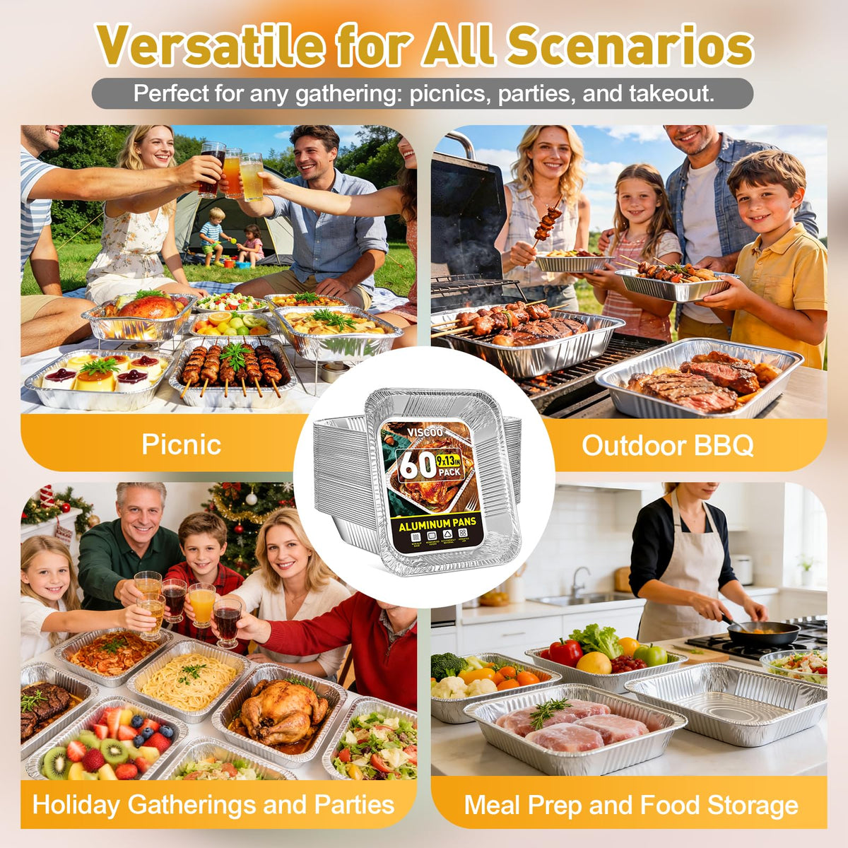 VISCOO recyclable aluminum pan pack supports eco-friendly disposal.