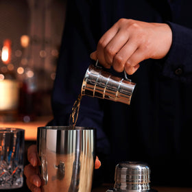 Viski jigger compatible with other barware for a cohesive setup.