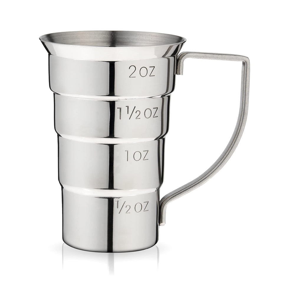 Viski stepped jigger with handle for quick, precise measurements at home bars.