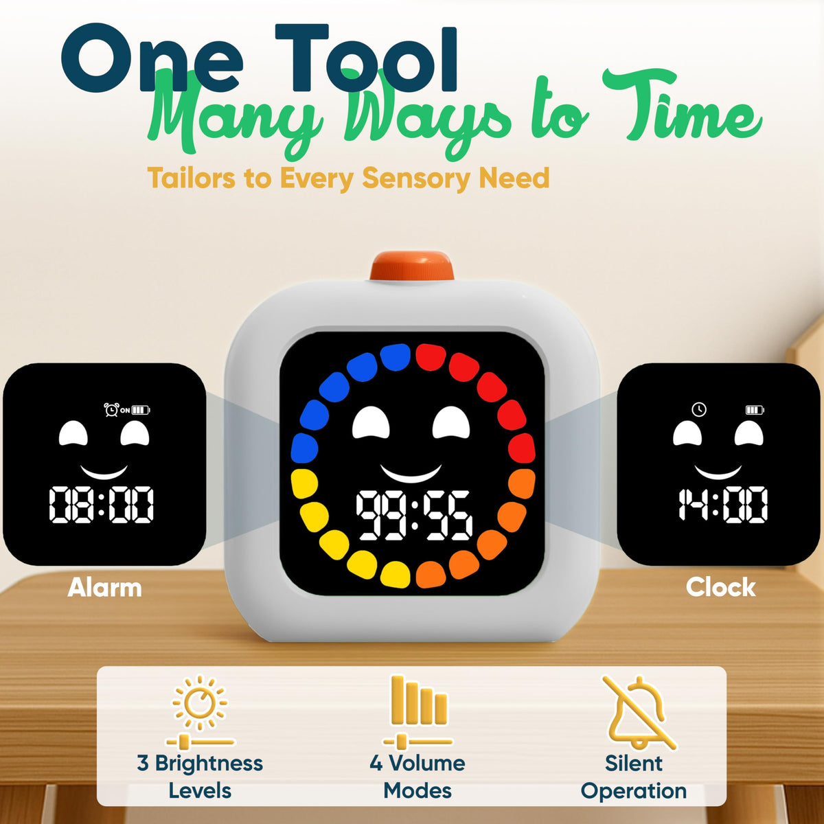 VISSE TimeBuddy in silent mode for discreet room use