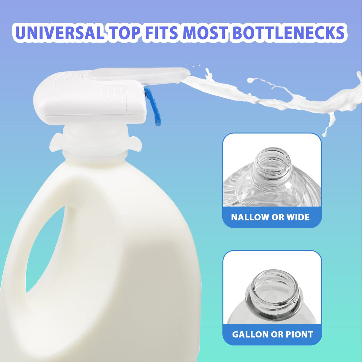 VisTapex milk-gallon dispenser in fridge, keeps beverages ready without lifting heavy jugs.