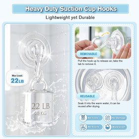 VIS'V hooks hold up to 22 lbs on a clean tile or glass surface.