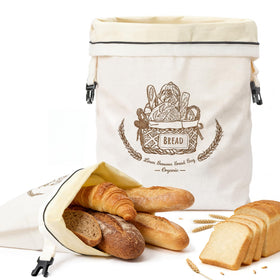 VIS'V Beeswax Bread Bags with zip-close closure, keeping bread neatly stored.