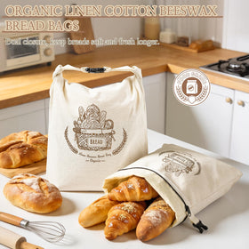 VIS'V Beeswax Bread Bags interior wax liner visible for long-lasting freshness.