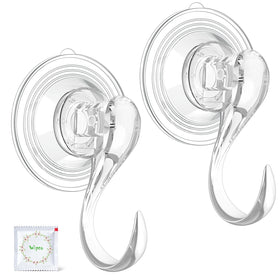 VIS'V suction cup hooks in clear 4-pack for clutter-free towels and tools.