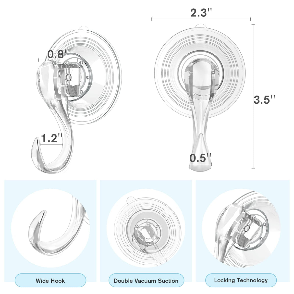 VIS'V suction cups are removable and reusable without wall damage.