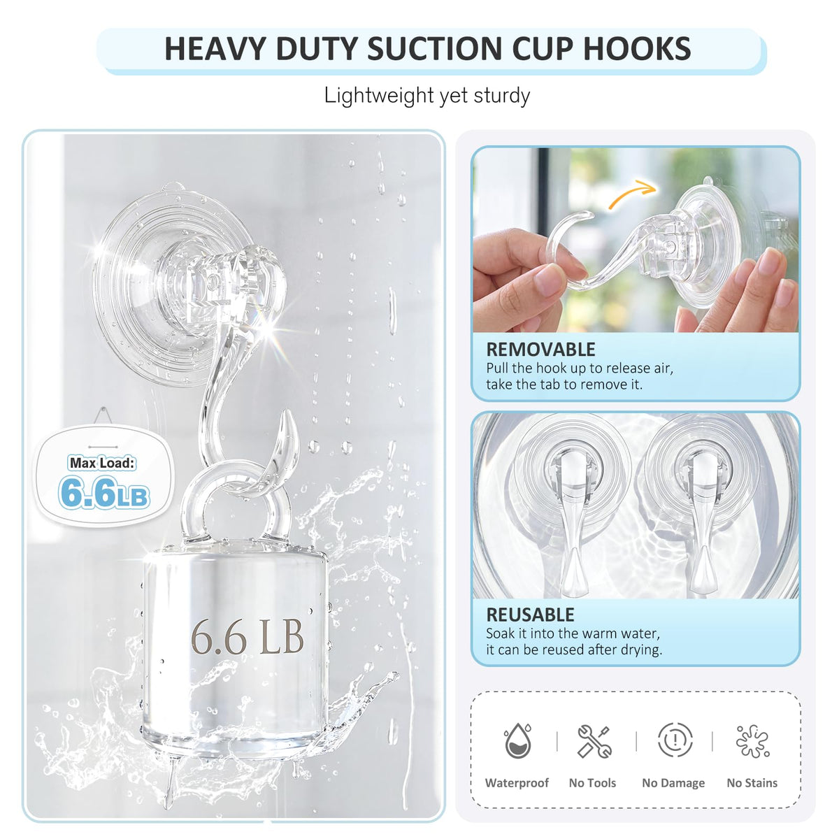 VIS'V clear hooks provide strong hold up to 6.6 lbs.