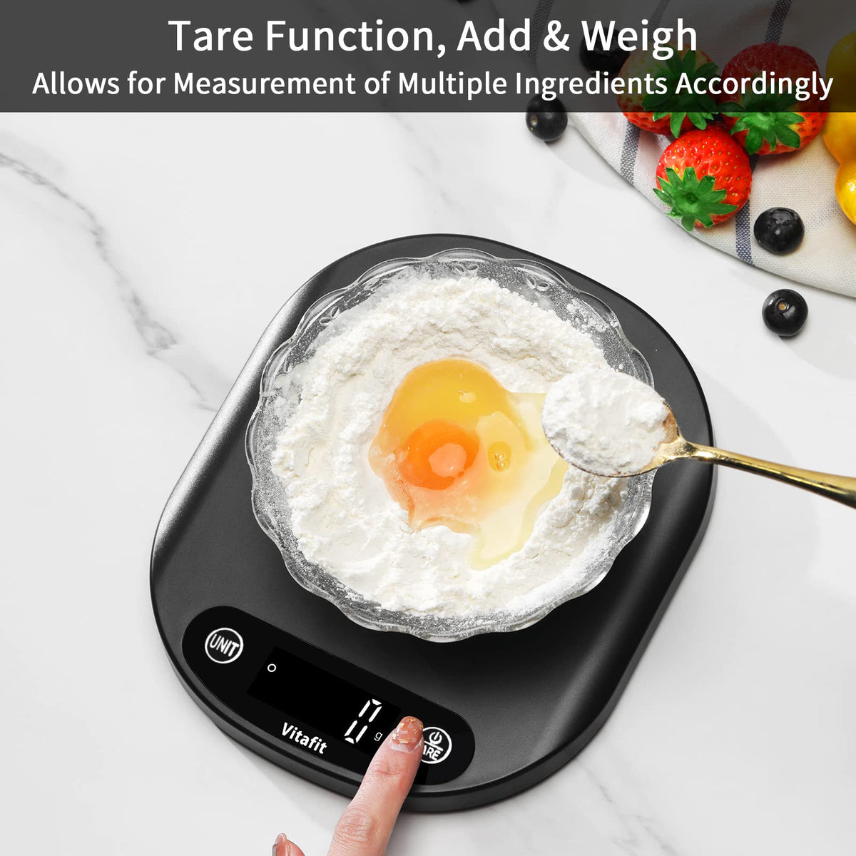 Vitafit 33lb scale battery compartment accessible for replacements