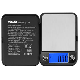 Vitafit pocket scale with precision 0.01 g display for tiny measurements.