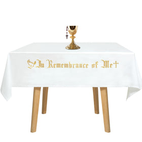 VitalCozy altar frontal with gold embroidery for remembrance of me.