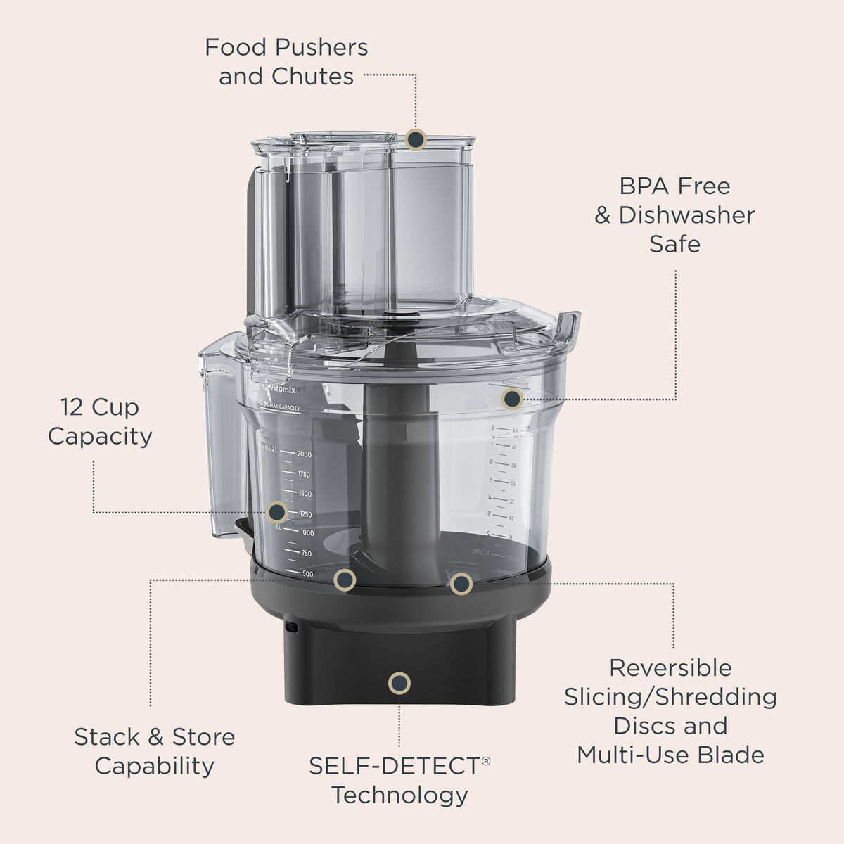 Vitamix multi-use blade handles chopping, kneading, and mixing