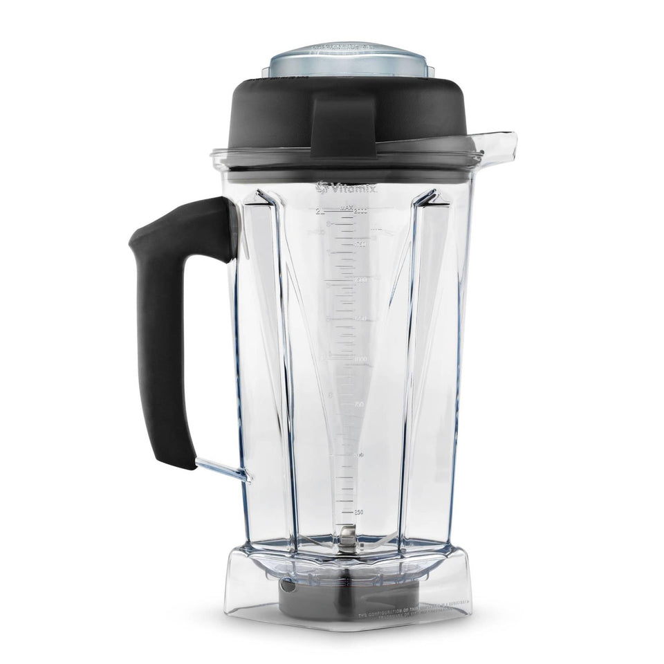 Vitamix 64-ounce clear container body shows large-batch blending for family meals
