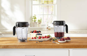 Vitamix soft-grip handle makes pouring and tampering comfortable.