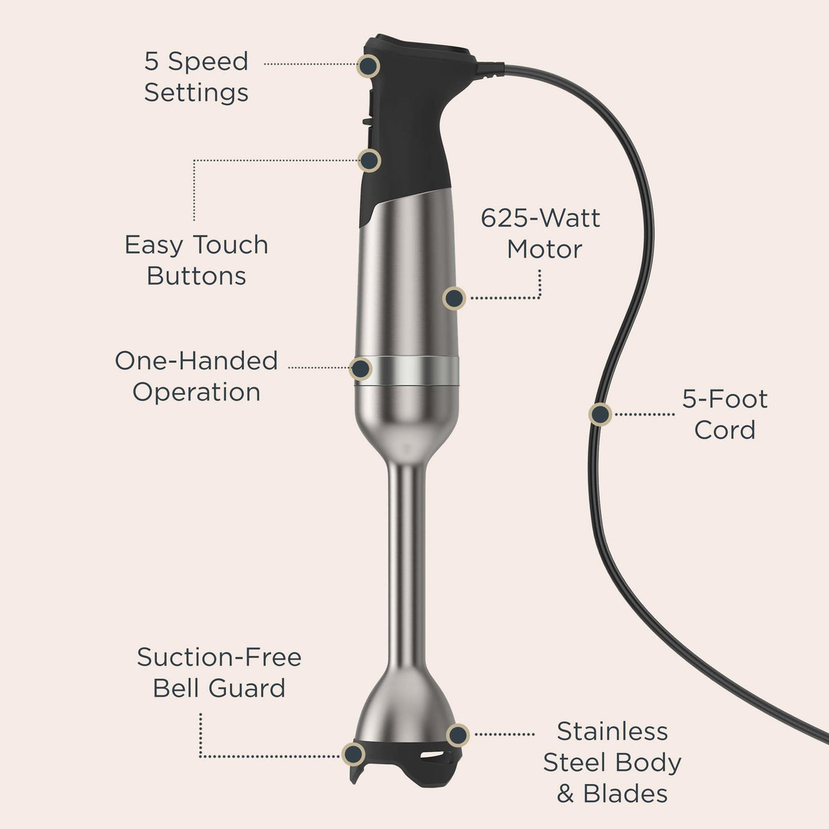 Vitamix immersion blender ergonomic handle for one-handed use