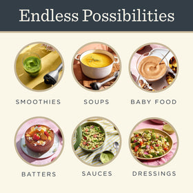 Vitamix ergonomic handle enables one-handed operation for multitasking.