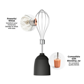 Vitamix Immersion Blender Whisk Attachment close-up in stainless steel, ideal for batters.