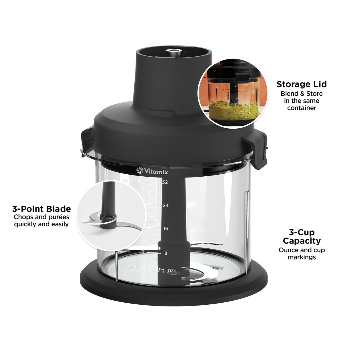 Close-up of Vitamix Immersion Mini-Chopper blade detail for precise chopping