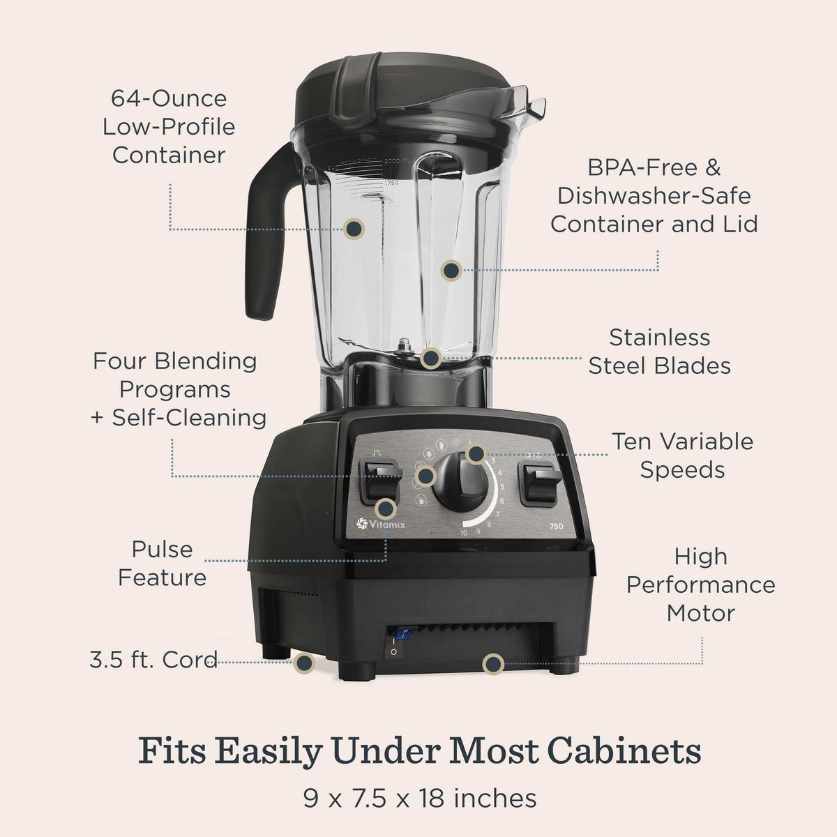 Vitamix Propel Series 750 four-programs deliver consistent textures for different recipes.