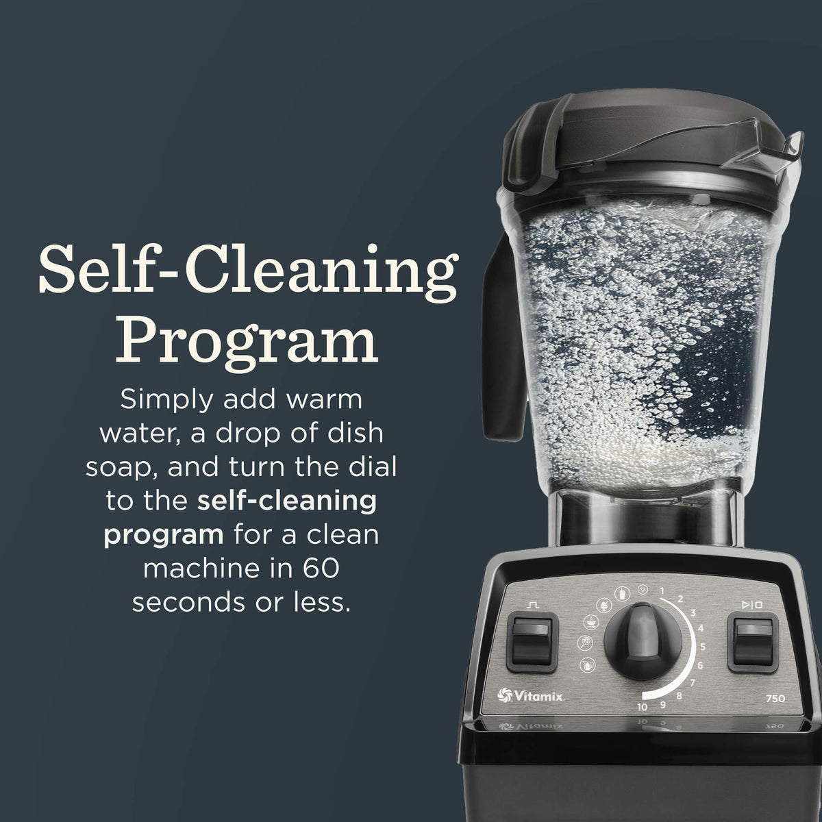 Vitamix Propel Series 750 stainless-steel blades ensure steady textures.