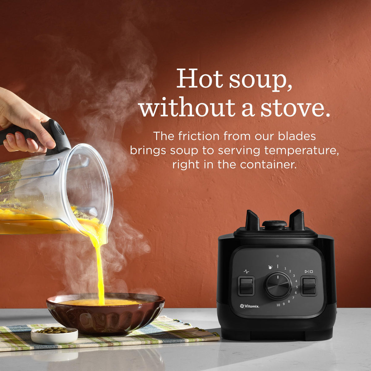 Vitamix VX1 variable speed control and pulse for precise textures.