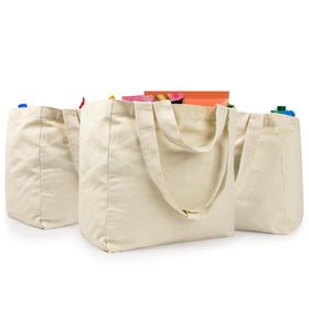 VitaSerena canvas grocery bag with dual handles for shoulder or hand carry.