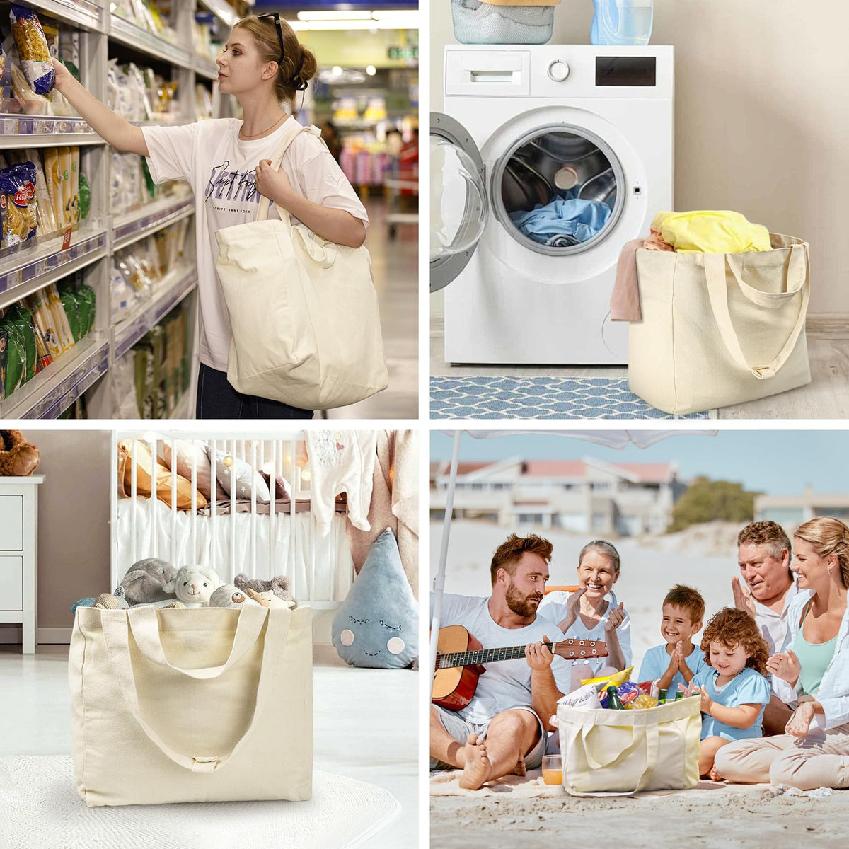 VitaSerena canvas bag folds flat for compact storage when not in use.