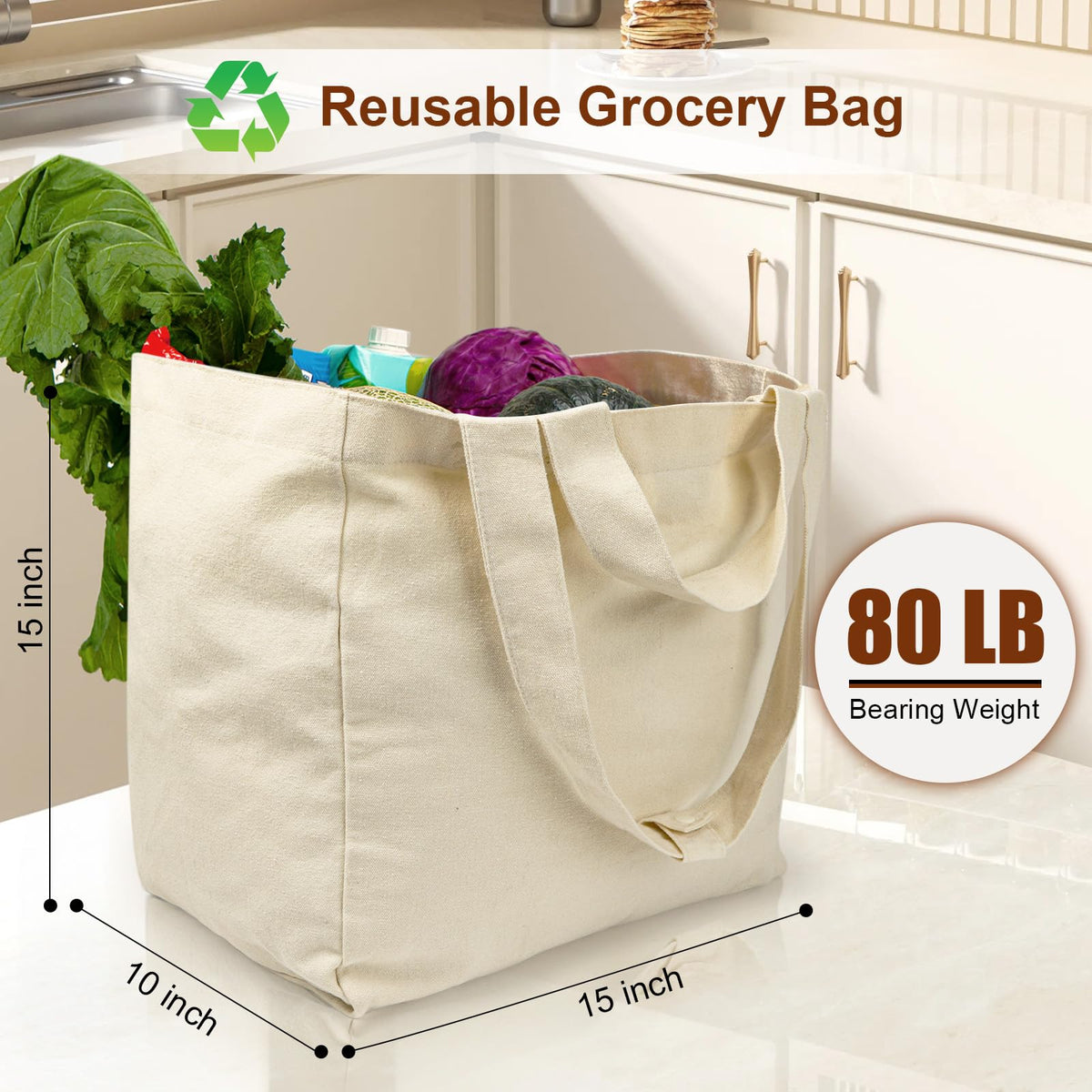 VitaSerena canvas bag is washable and shrink-resistant, ready for reuse.
