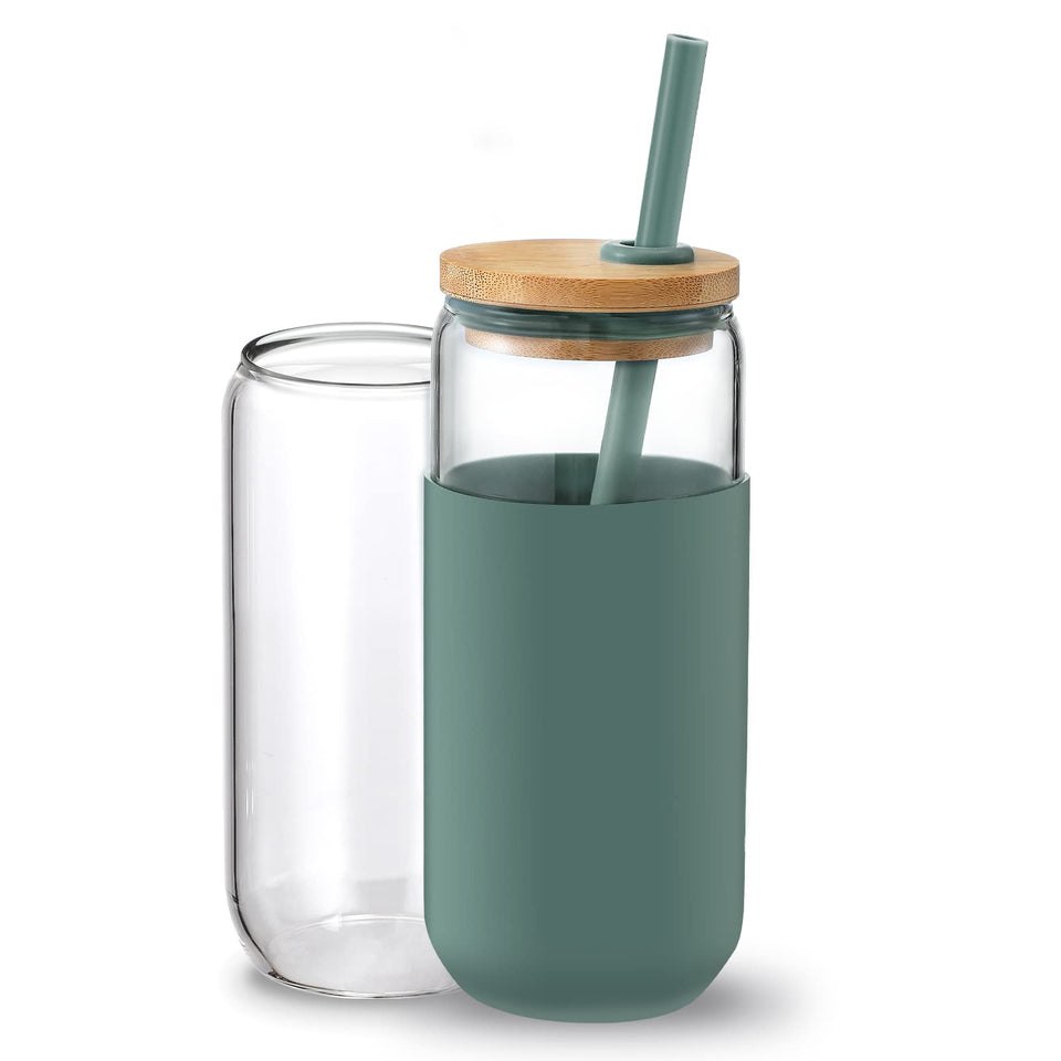 VITEVER 20oz tumbler with Cambridge blue sleeve protects glass and adds stylish color.