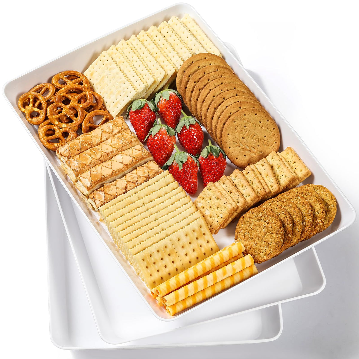 VITEVER 3-pack trays front view, sturdy and ready for party display
