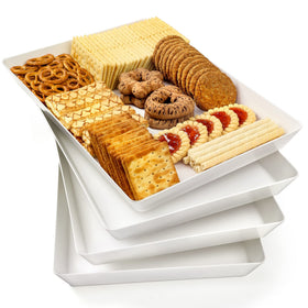 VITEVER 4-pack large white serving trays ready for buffet-style fruit display.