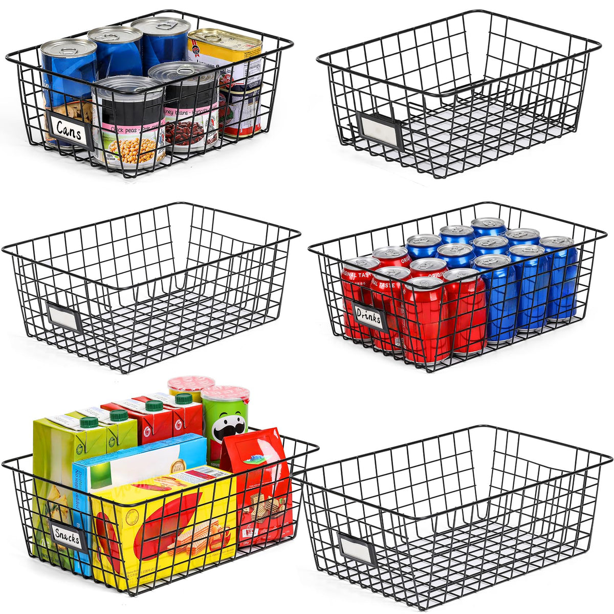 VITEVER 6-pack xxlarge wire basket assembly shows sturdy pantry organization.