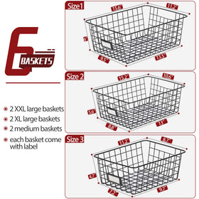 VITEVER 6-pack xxlarge wire basket on shelf demonstrates space-saving storage.