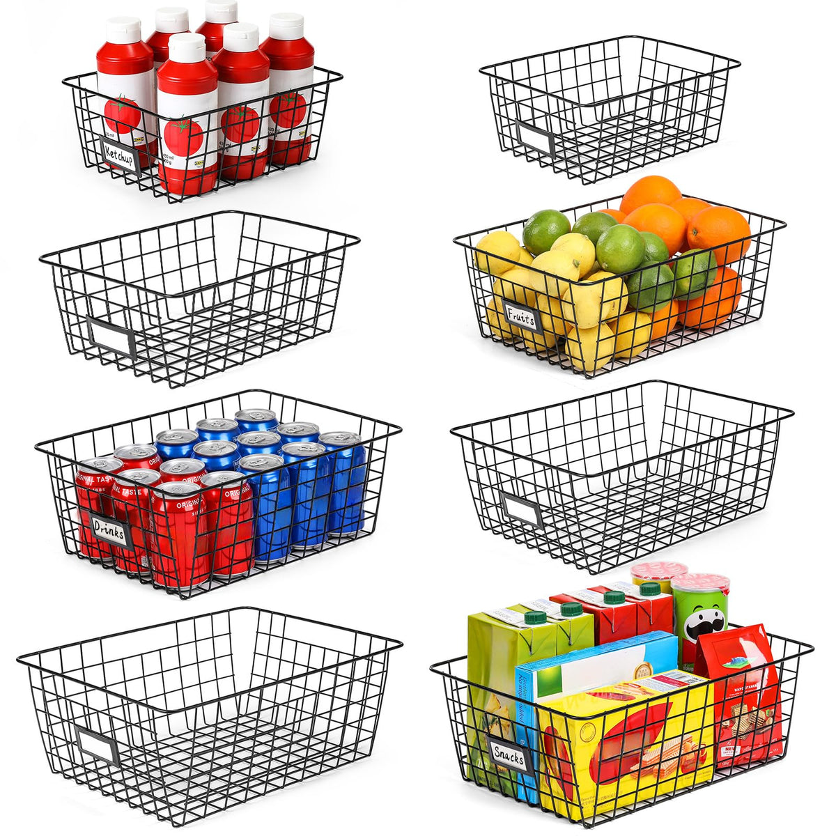 VITEVER 8-set XXlarge wire basket top view for pantry organization