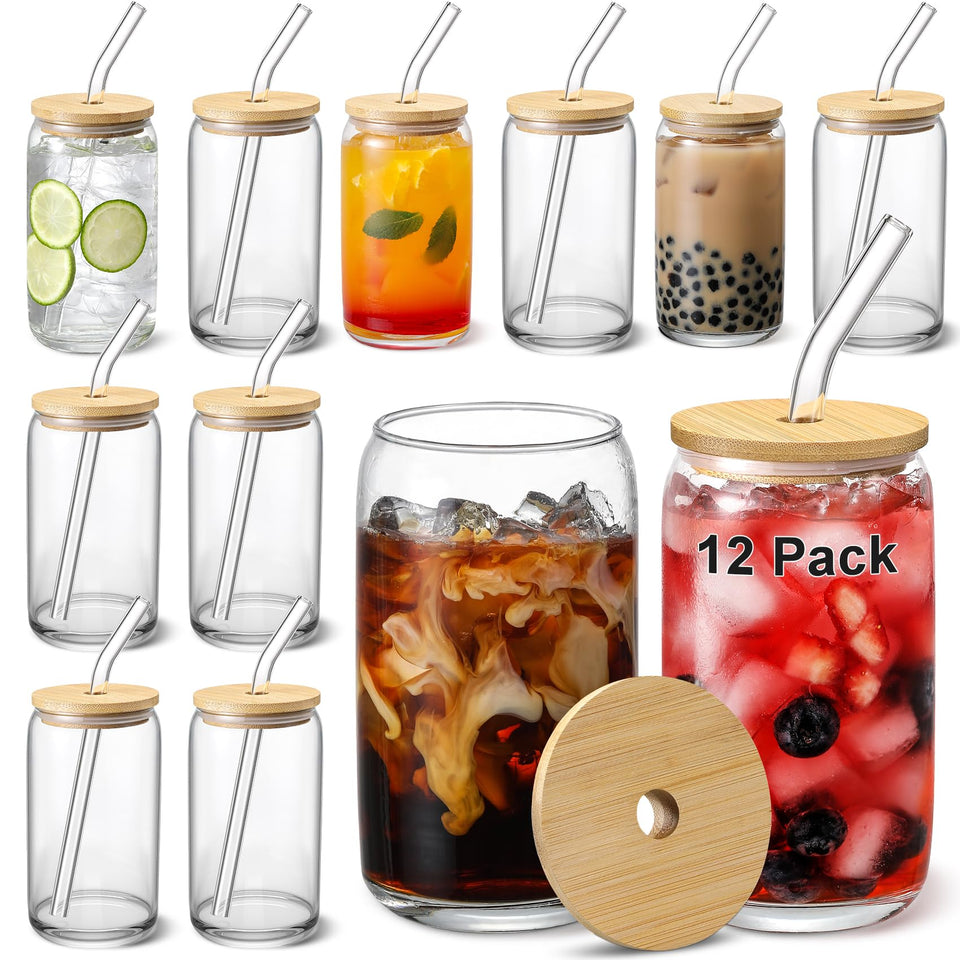 VITEVER beer glass set with 12pcs for beer, juice, or iced coffee